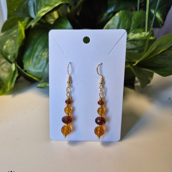 Sunset Orange Upcycled Earrings - Picture 6 of 7